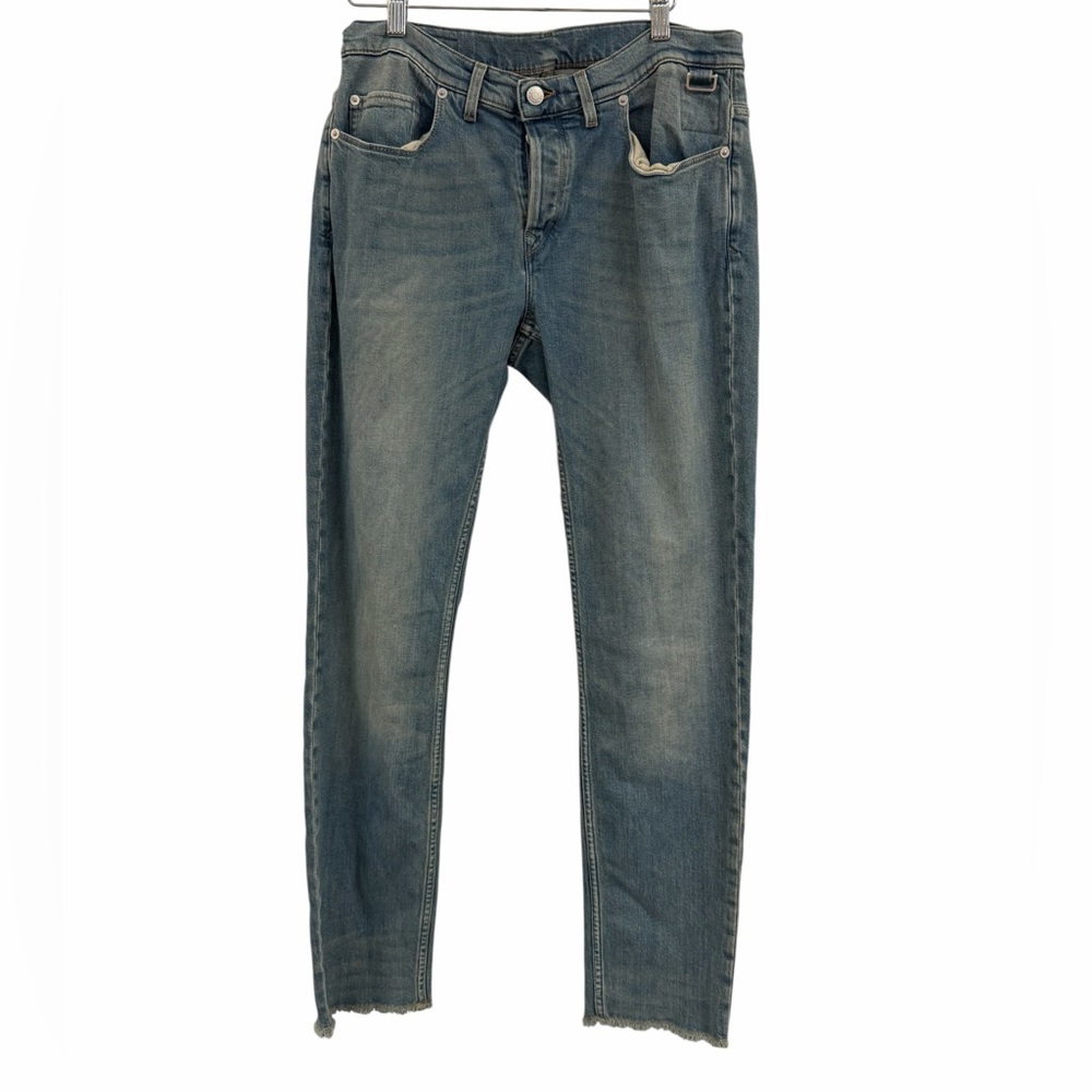 Zadig & Voltaire David Crop Vintage Jeans Distressed Hem Blue Denim Size 32